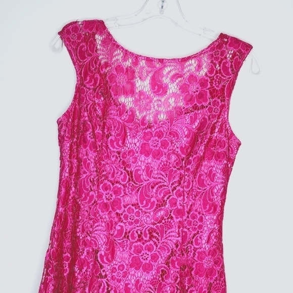 LE CHATEAU Pink Lace & Satin Dress Size Medium Made in Canada 🇨🇦 - Picture 2 of 7